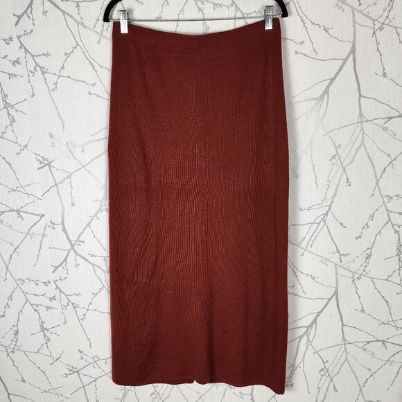 Spanner Burnt Sienna 50% Wool Knit Pull On Pencil Maxi Skirt - Picture 1 of 5